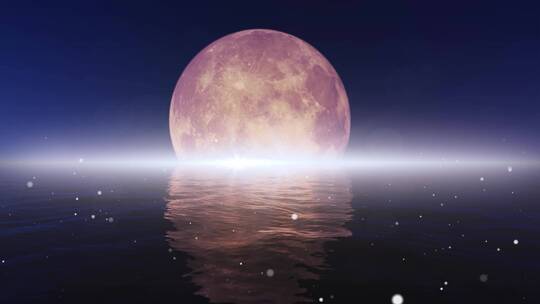 海面上的金色大月亮