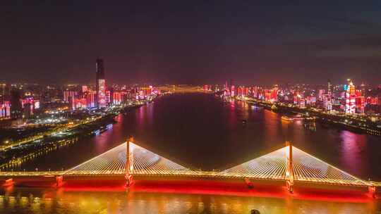 武汉长江两岸夜景风光视频素材模板下载
