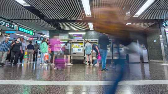 香港地铁购票处_地铁人来人往日景固定延时