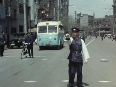 老上海70年代交通道路历史素材