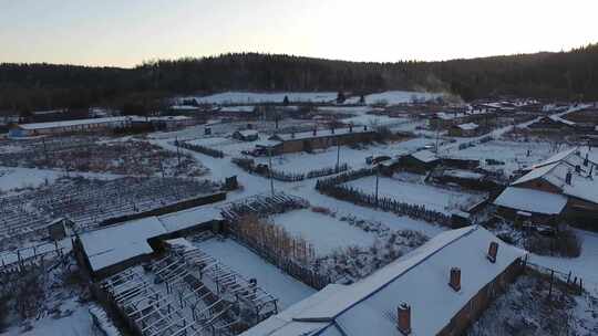 J哈尔滨伊春汤旺河雪景4K航拍视频