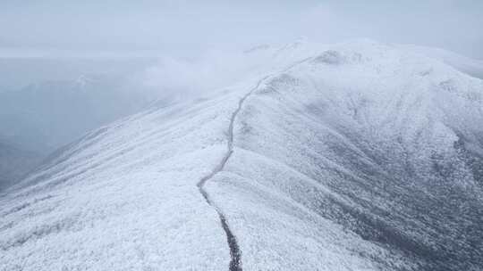 4K航拍天目山脉龙王山雾凇雪景风光视频素材模板下载