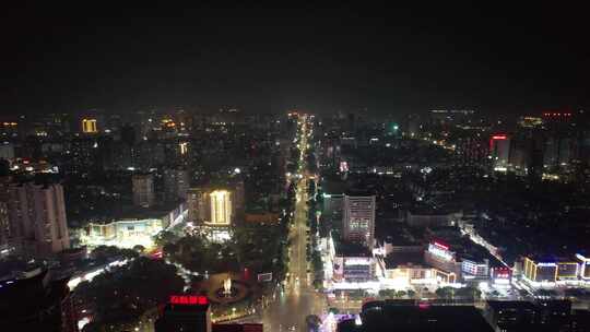 广西北海城市夜景灯光交通航拍