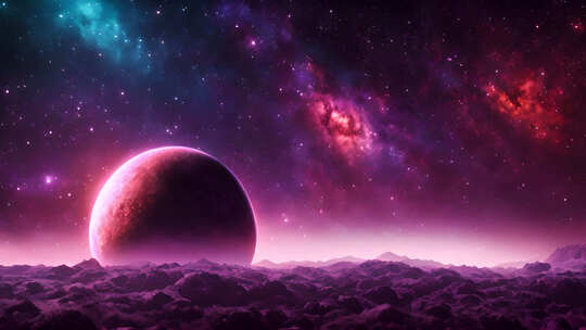 唯美的紫色星球宇宙背景画面