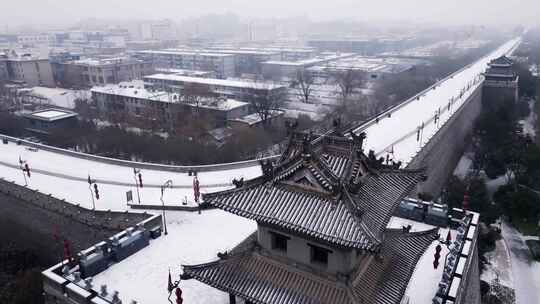 西安城墙角楼雪景