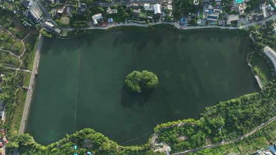 三圣乡盐道街学校城市建筑航拍湖景