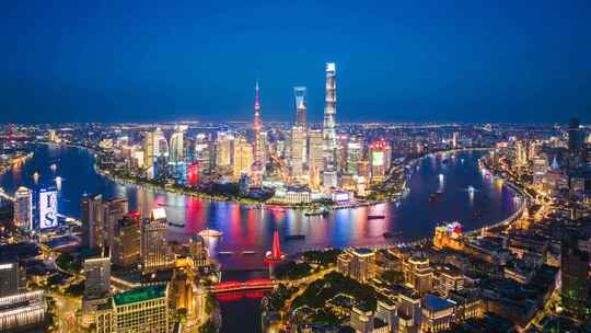 4K合集上海陆家嘴外滩夜景航拍
