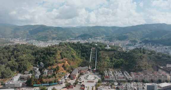 5K-墨江县城航拍，俯瞰墨江，北回归线园