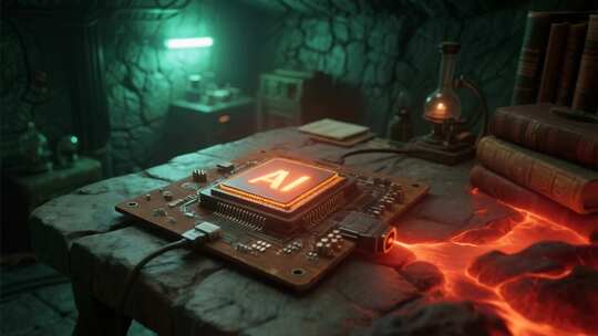 AI芯片置于魔幻风格场景中