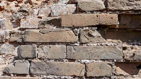 古老石砖墙特写