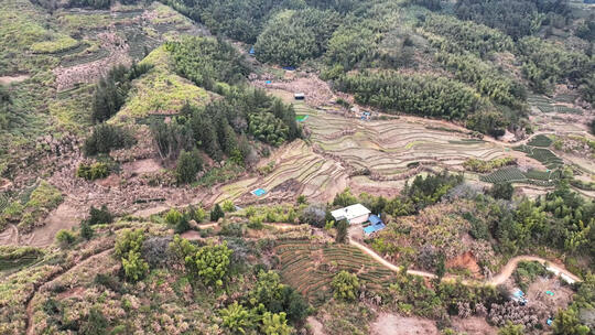 航拍福建山区乡村农业农田梯田