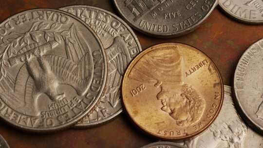 美国货币硬币视频素材模板下载