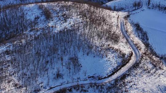 河南豫西丘陵山区雪后航拍