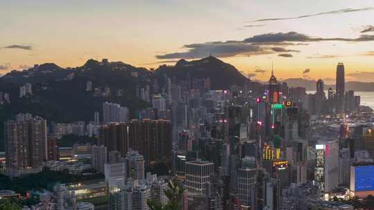 香港宝马山拍摄香港中环高楼夜景延时