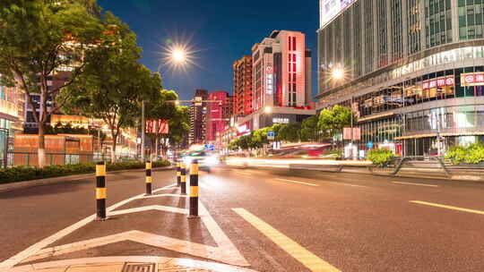 城市企业宣传片 夜晚街头车流延时摄影4k