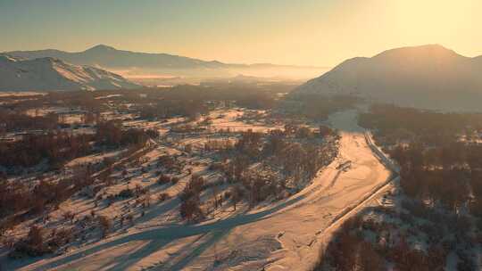 新疆阿勒泰青河县冬季雪景