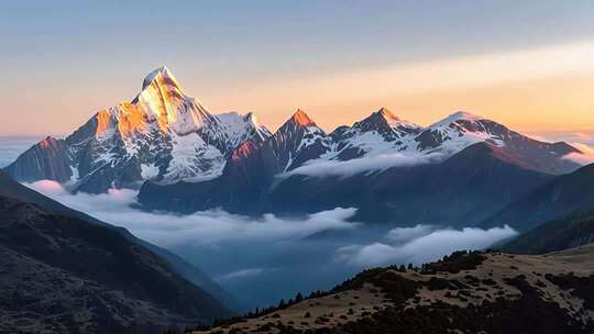 川西超美雪山日出云海4K
