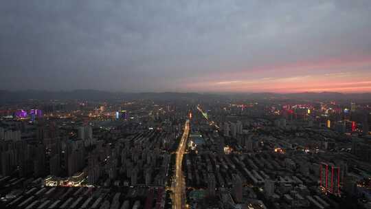 河北石家庄城市夜景灯光航拍