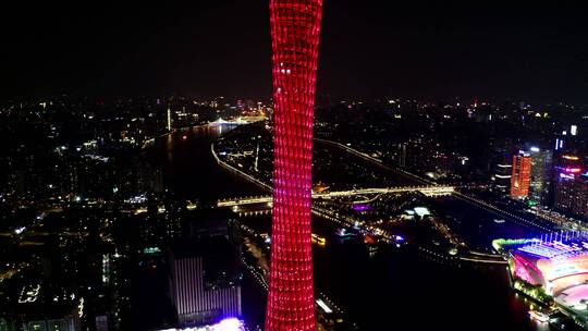 广东省广州市广州塔夜景航拍