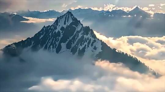 雪山山峰山脉云海唯美风景风光素材原创视频素材模板下载