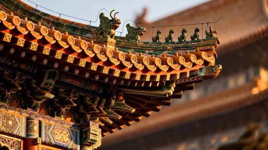 故宫古建筑屋檐特写