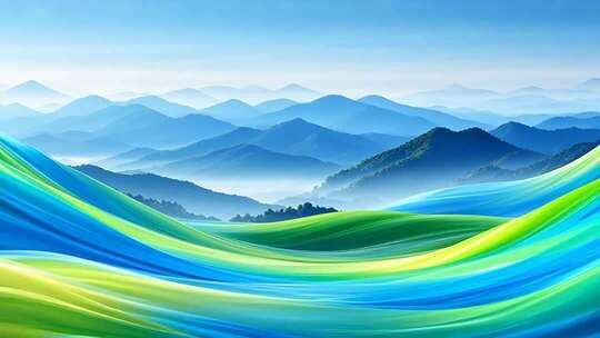 山水背景抽象动感波浪画面