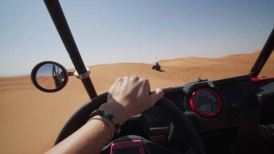 沙漠上驾驶越野车的人特写视频素材模板下载