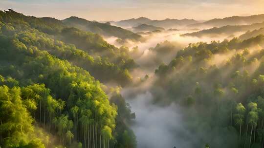 晨雾山脉山林