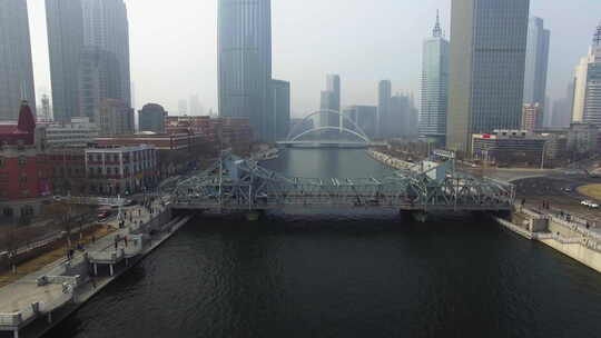 航拍天津海河 解放桥