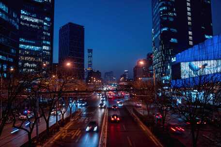 【原创4K】北京城市CBD车流日转夜延时