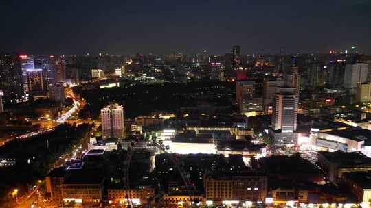 航拍安徽合肥夜景合肥老城区夜景