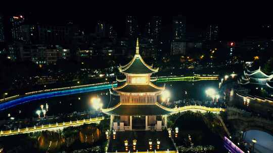 合集贵阳甲秀楼夜景航拍