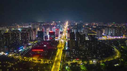 四川内江城市夜景大景航拍延时