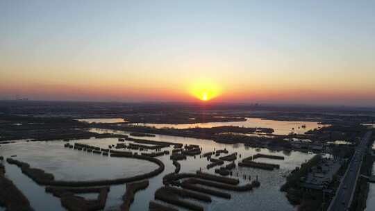 日落 日出 航拍 太阳 夕阳 落日