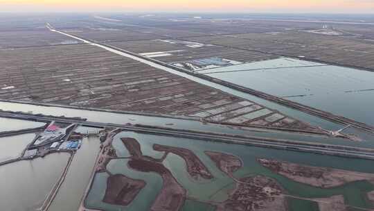 东营黄河口生态湿地冬天风光航拍