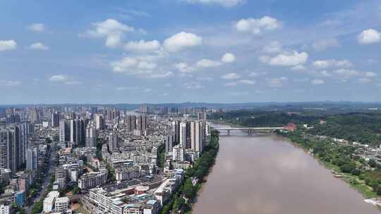 航拍四川乐山城市建设乐山大景