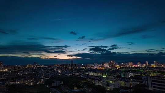 广西玉林城市大景夜景夜空万家灯火