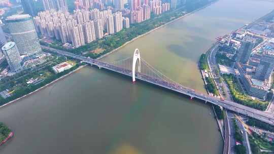 广州海珠区阅江西路猎德大桥珠江航拍猎德大视频素材模板下载