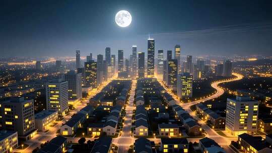 万家灯火过年小区团圆团聚居民楼春节夜晚