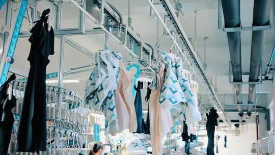 服装工厂衣物悬挂流水线