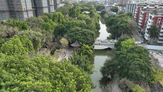 航拍福州城市内河河流 福州白马河