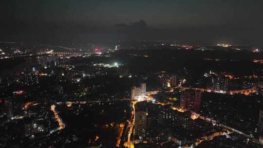 四川乐山万家灯火城市夜景航拍