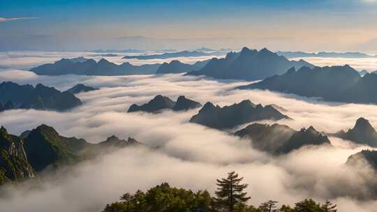 山峦云海自然风光全景