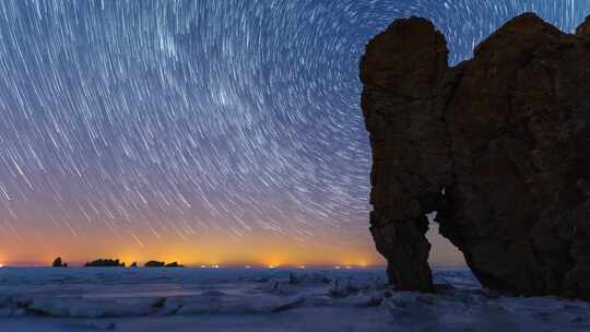 4K唯美星空星轨夜晚天空大连