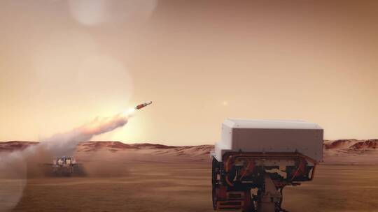 4K火星登陆舱飞向太空发射火箭开始返航