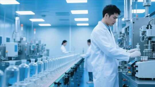 药厂工人操作生产设备