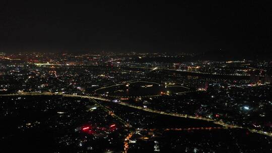 泉州大景500米高空航拍泉州市区夜景城市