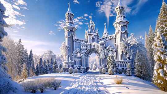 冬天冰雪城堡合集片头 童话世界里的堡垒