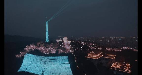 高清航拍四川仁寿夜景灯光