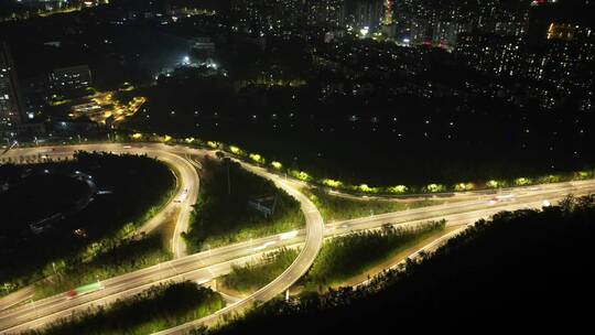 4K重庆北碚高速路夜景车流航拍延时